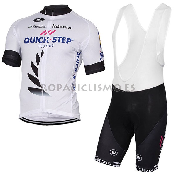 2017 Maillot Quick Step Floors tirantes mangas cortas blanco